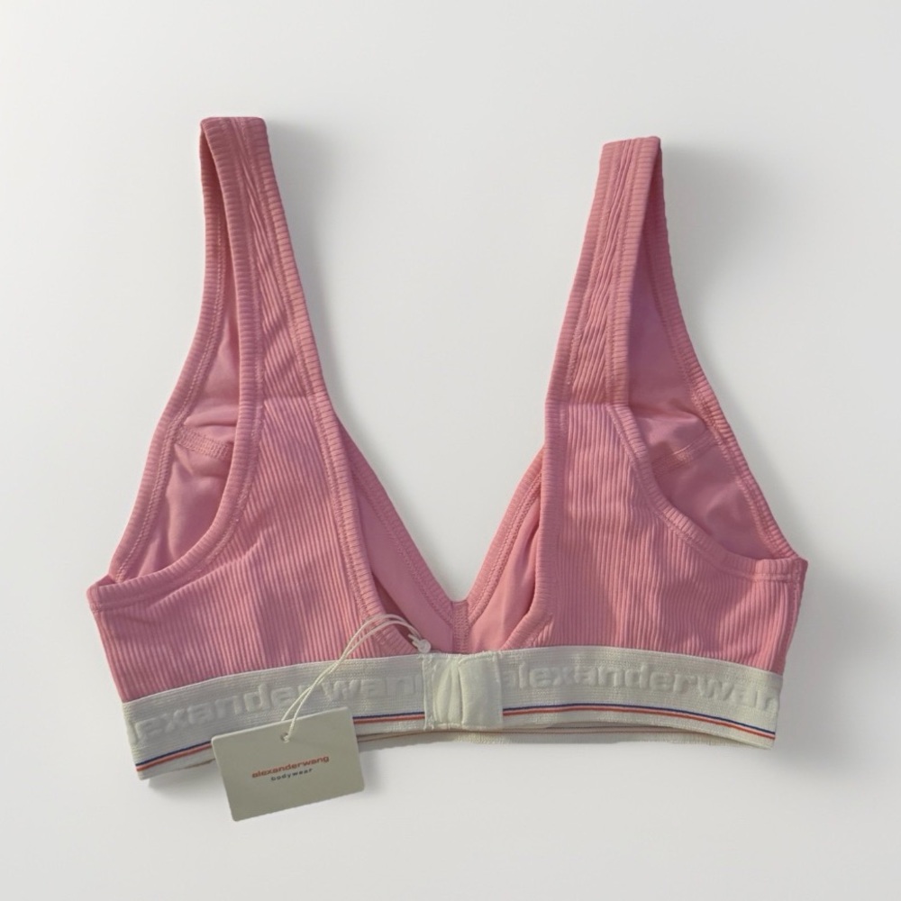 RARE Alexander Wang Micro Ribbed V-Neck Bralette Begonia Pink